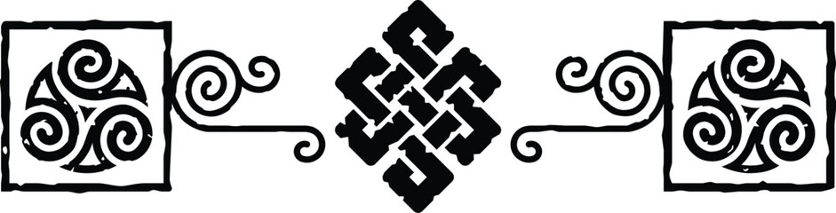 Celtic Tribal Spiral Header - Square Ends - Viking Knot