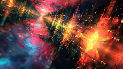 Fototapeta premium Captivating Surreal Dreamscape with Vibrant Kaleidoscopic Patterns and Floating Fantastical Elements