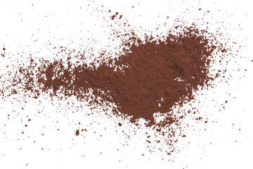 Brown powder isolated on transparent background.