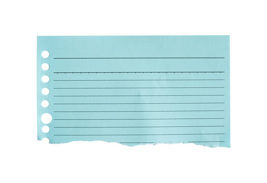 Torn blank blue note paper with isolated background