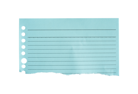 Torn blank blue note paper with isolated background