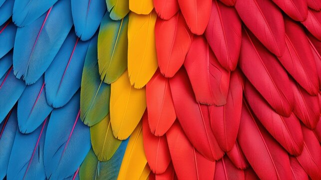 Detailed 3D texture of parrot feathers with rich colors animal themed sleek and detailed