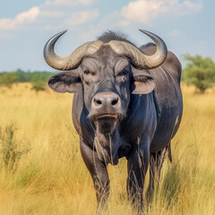 Obraz premium Prächtiger Afrikanischer Büffel ( Syncerus caffer ) in freier Natur, Generative AI
