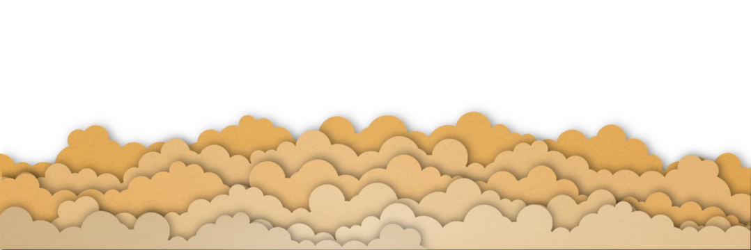 Orange paper clouds isolated on transparent background