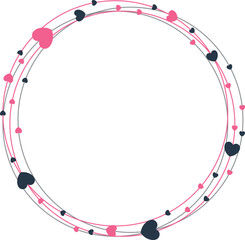 a circle with pink and black dots and a pink dot