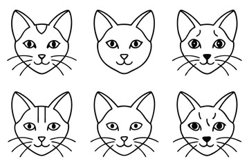 Cat head line art illustration Design Concepts