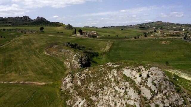 Aerial, Landscapes Around Lago di Prizzi, Sicily, Italy