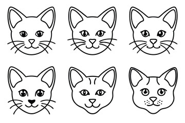 Cat head line art illustration Design Concepts