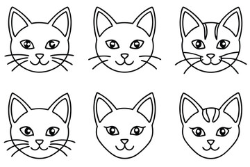 Cat head line art illustration Design Concepts