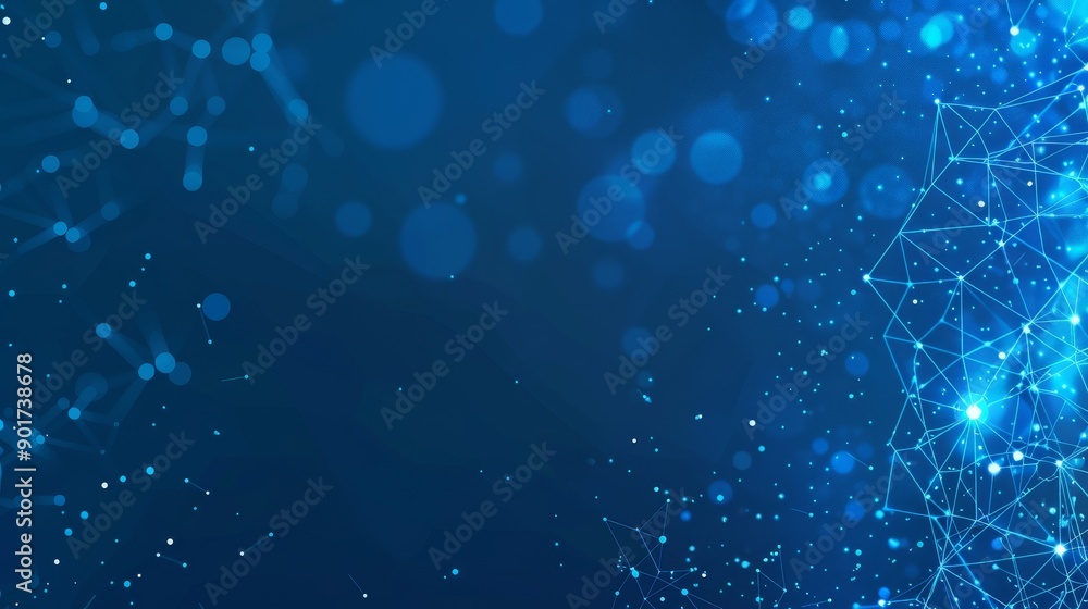 Poster 3d rendering of abstract digital network connection on blue background