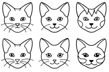 Cat head line art illustration Design Concepts