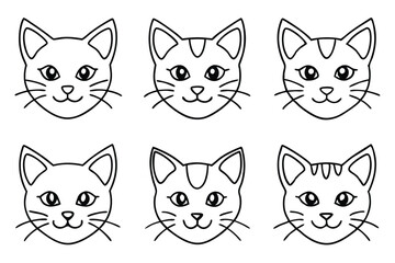 Cat head line art illustration Design Concepts