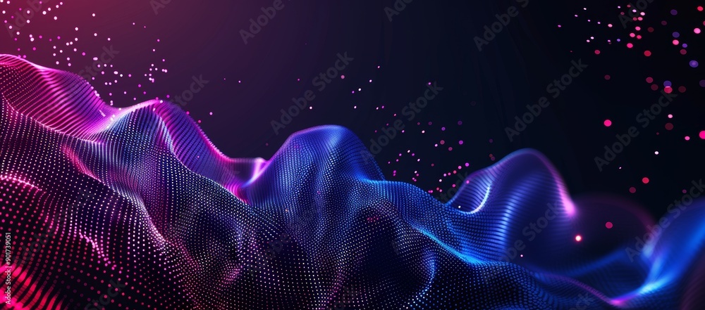 Poster the abstract dot point connects with gradient line. design for international social network or busin