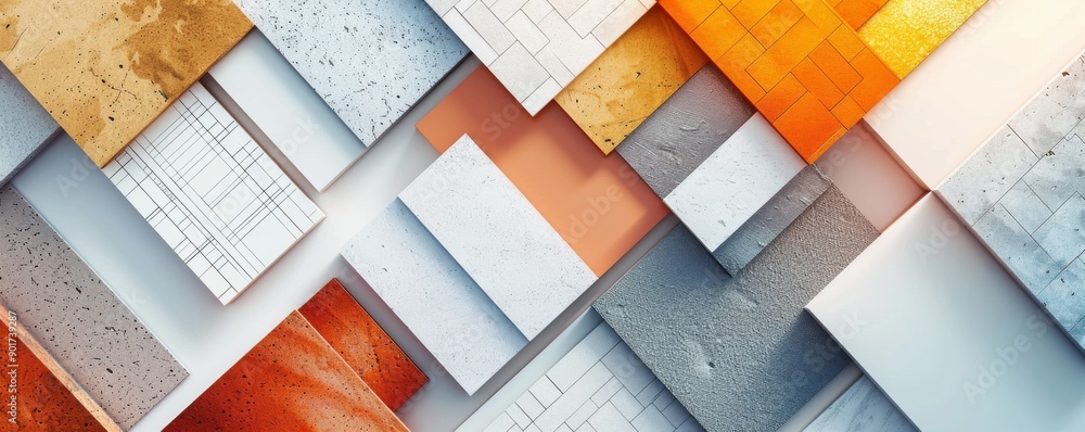 Poster high-resolution minimalist abstract background with various geometric shapes and textures