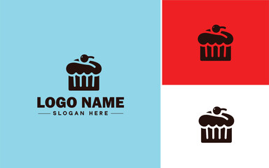 Bakery icon Bakehouse Patisserie Pastry shop flat logo sign symbol editable vector