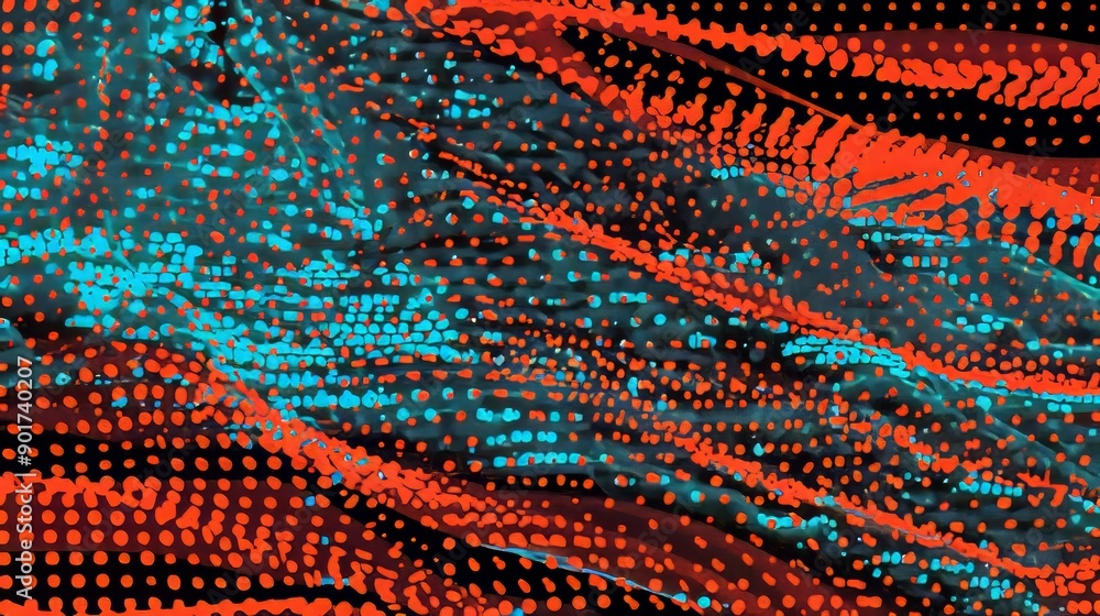 Poster a 3d rendering of a graph that is made from dots. finance graph made from dots. complex repeatable g
