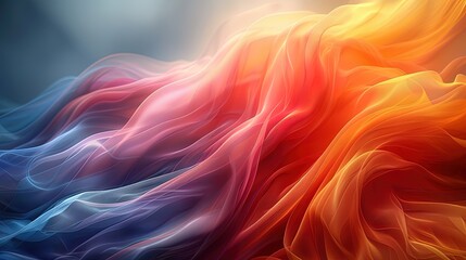 Obraz premium Abstract background flowing fabric waves of orange and blue colors