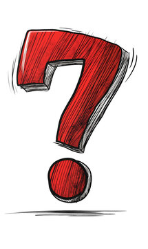 recommend clip art: Hand-drawn red question mark