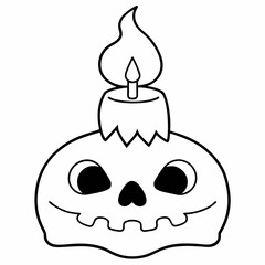 Halloween candle  Halloween a skull  Silhouette Vector illustration
