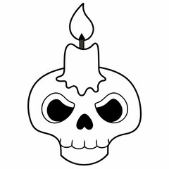 Halloween candle  Halloween a skull  Silhouette Vector illustration
