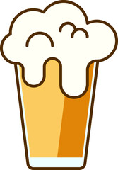 Cartoon beer in a glass. Flat design clipart illustration 