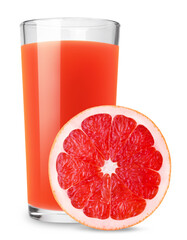 Grapefruit juice in a glass with a grapefruit slice isolated on transparent background. © Denis Petrovskikh
