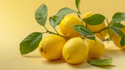 light yellow background with an arrangement of lemons