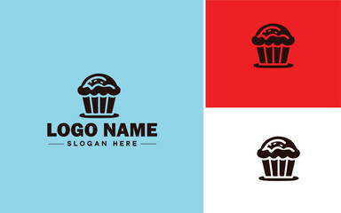 Bakery icon Bakehouse Patisserie Pastry shop flat logo sign symbol editable vector