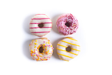 Sweet glazed donuts isolated on white background