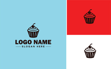 Bakery icon Bakehouse Patisserie Pastry shop flat logo sign symbol editable vector