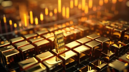 Obraz premium gold stock investment chart financial business market finance growth diagram on 3D