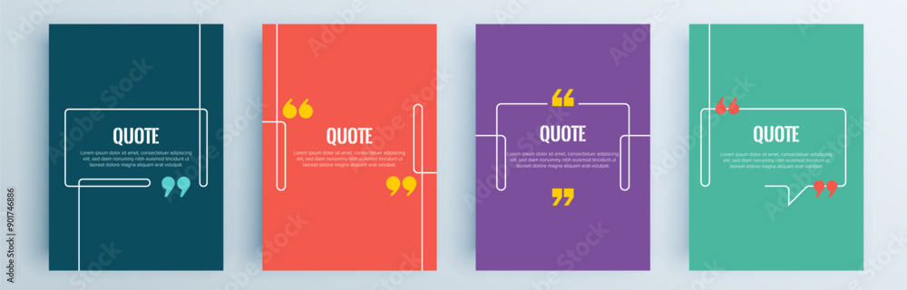 Poster quote frames blank templates set. text in brackets, citation empty speech bubbles, quote bubbles. te