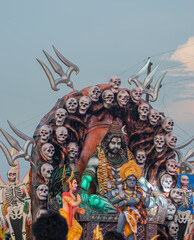 Haridwar, Uttrakhand India July 22 2024: Kanwar Yatra the devotees of Shiva and Parvati.