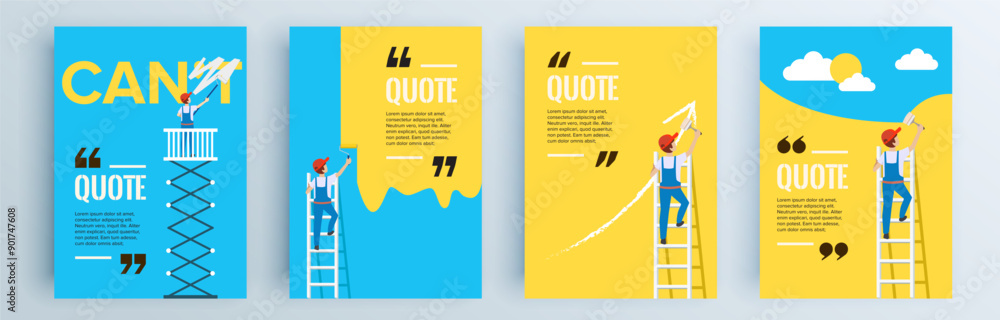 Poster quote frames blank templates set. text in brackets, citation empty speech bubbles, quote bubbles. te