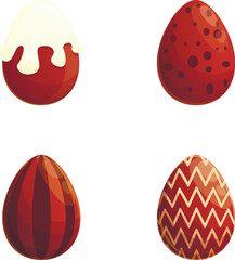 Sweet egg icons set cartoon vector. Various decorated chocolate egg. Easter sweet
