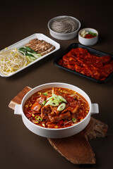 Spicy Short Rib Soup, Galbitang. Korean Healthy Food. Korea Cuisine. Fresh Ingredients.