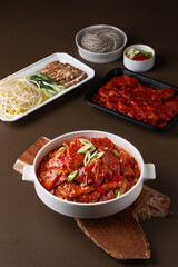 Spicy Short Rib Soup, Galbitang. Korean Healthy Food. Korea Cuisine. Fresh Ingredients.