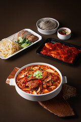 Spicy Short Rib Soup, Galbitang. Korean Healthy Food. Korea Cuisine. Fresh Ingredients.