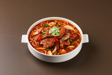 Spicy Short Rib Soup, Galbitang. Korean Healthy Food. Korea Cuisine. Fresh Ingredients.