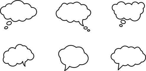Bubble Speech set. Talk bubble. Cloud speech bubbles collection. Line art. Vector illustration