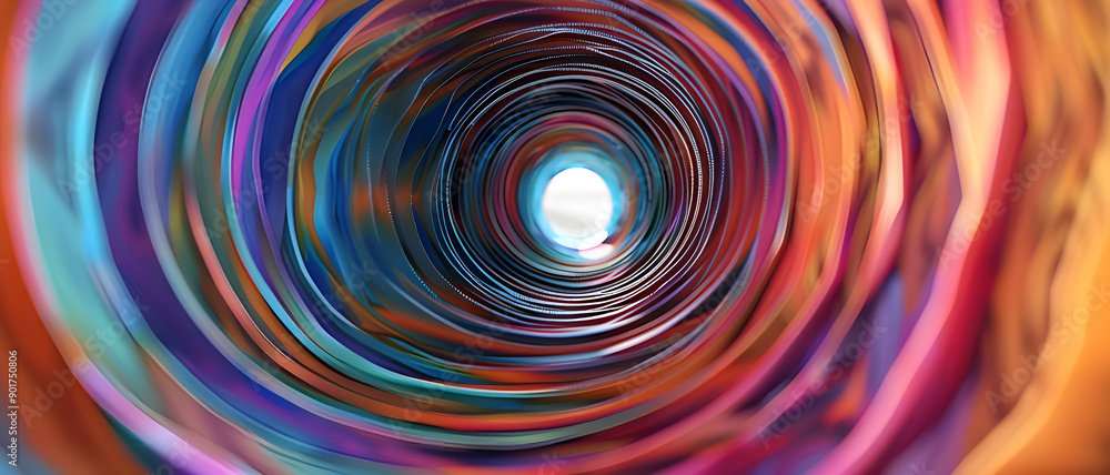 Poster A vibrant and colorful abstract spiral tunnel creating a mesmerizing visual effect, drawing viewers into its dynamic swirl.