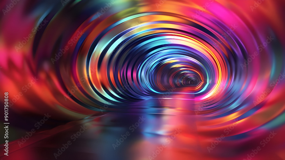 Poster A mesmerizing abstract tunnel filled with vibrant, swirling colors and dynamic light effects, creating a captivating visual experience.