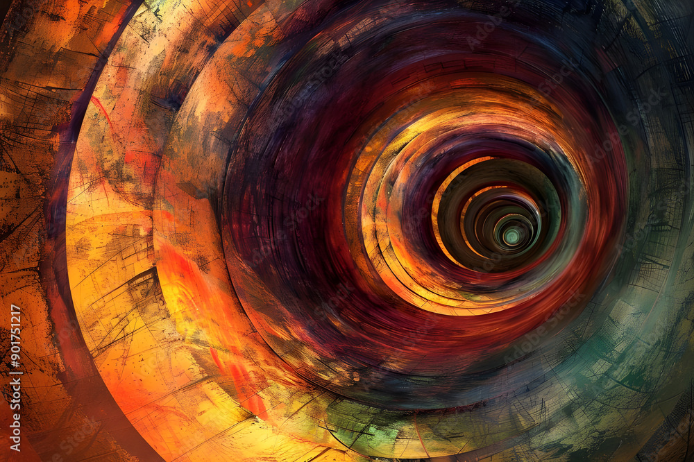 Poster Abstract tunnel design with rich earthy tones and textured layers, creating a warm, dynamic visual effect.