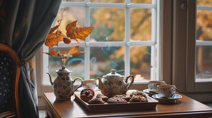 Autumn Elegance: Thanksgiving Accents on a Stylish Window Sill