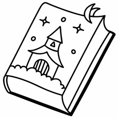 Halloween fairy tale book  Silhouette Vector Illustration
