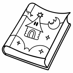Halloween fairy tale book  Silhouette Vector Illustration
