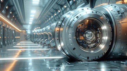 Fototapeta premium a 3D model of a secure vault representing saved trading strategies for recovery. Generative AI.