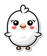 Cute chicken duck hand drawn flat stylish cartoon sticker icon
