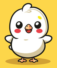 Cute chicken duck hand drawn flat stylish cartoon sticker icon