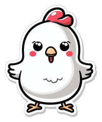 Cute chicken duck hand drawn flat stylish cartoon sticker icon